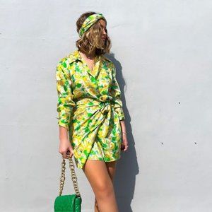 Zara Printed Dress with Headband Small NWT